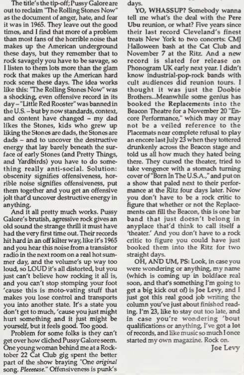 Pussy Galore - Cash Box: East Coastings (PRESS, US) - Part Two