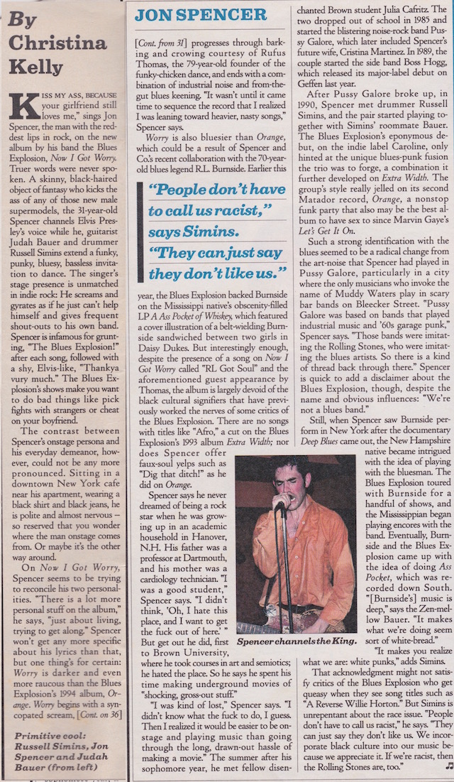 The Jon Spencer Blues Explosion - Rolling Stone: Throw A Punky, Bluesy Party (PRESS, US)