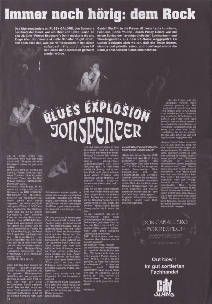 The Jon Spencer Blues Explosion - Super Bierfront: Immer noch hörig: dem Rock (PRESS, GERMANY)