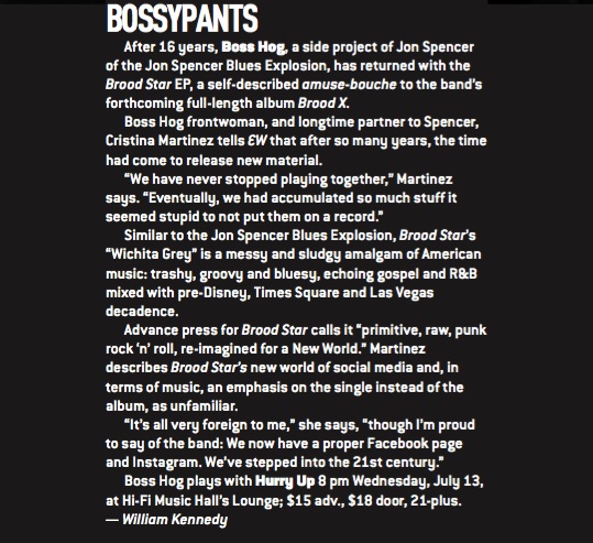 Boss Hog - Hi Fi Music Hall, Eugene, OR, US (13 July 2016)