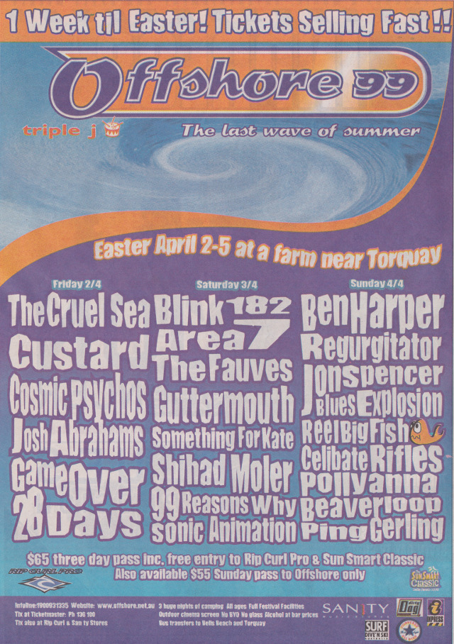 The Jon Spencer Blues Explosion - Offshore Festival, Torquay, Australia (4 April 1999)