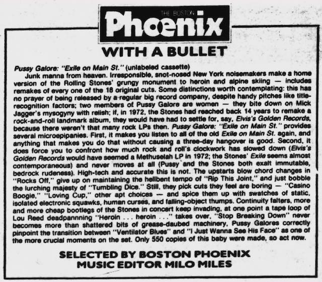 Boston Phoenix: Exile on Main St. (PRESS, US)