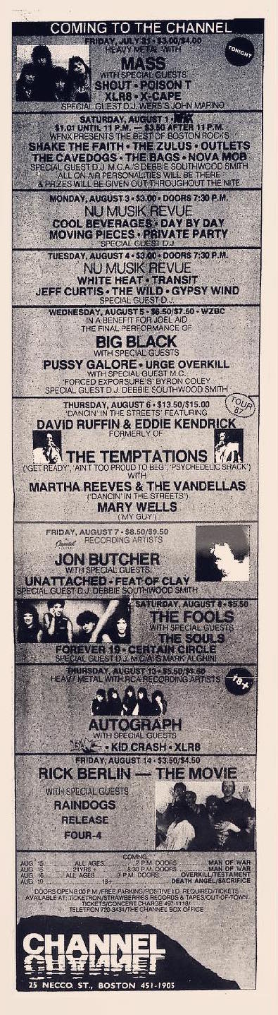 Pussy Galore - Joel Aid / The Channel, Boston, US (5 August 1987)