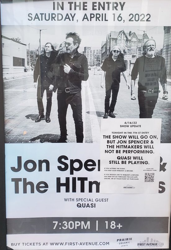 Jon Spencer & The HITmakers - 7th Street Entry, Minneapolis, MN, US (16 April 2022)