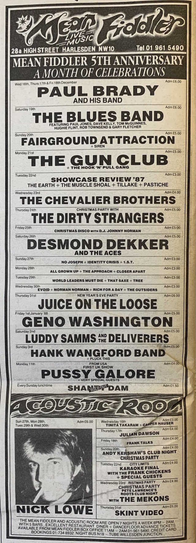 Pussy Galore - Mean Fiddler, London, UK (11 January 1988)