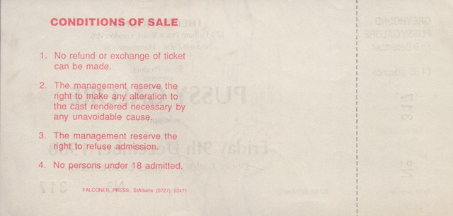 Pussy Galore - Greyhound, Fulham, London, UK (9 December 1988)