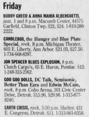 The Jon Spencer Blues Explosion - Clutch Cargo's, Pontiac, MI, US (11 December 1998)