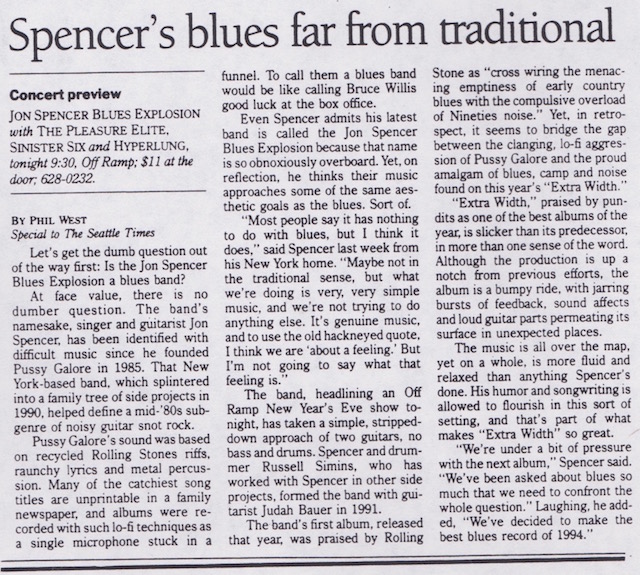 The Jon Spencer Blues Explosion - Off Ramp, Seattle, WA, US (31 December 1993)