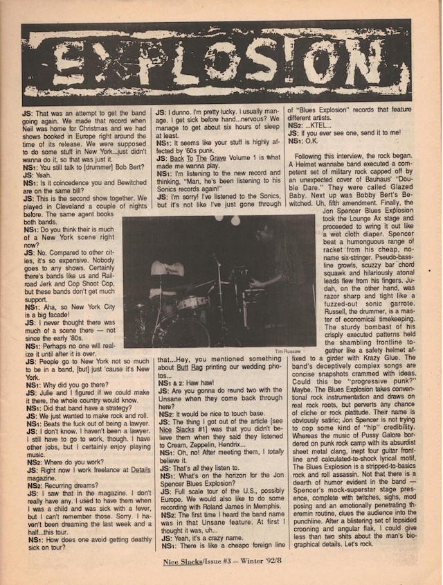 The Jon Spencer Blues Explosion - Nice Slacks: Don't Believe Everything You Read: Jon Spencer Tells The Truth? (PRESS, US) - Page 3