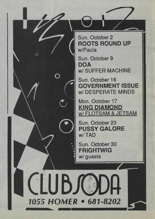 Pussy Galore – Club Soda, Vancouver, BC, Canada (23 October 1988) Pussy Galore – Club Soda, Vancouver, BC, Canada (23 October 1988)