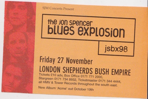 The Jon Spencer Blues Explosion - Shepherds Bush Empire, London, UK (27 November 1998)