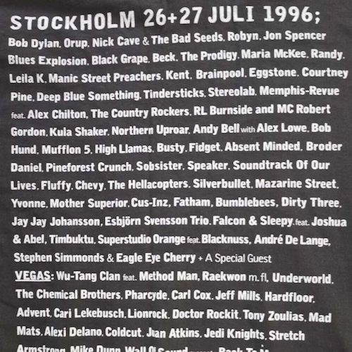 The Jon Spencer Blues Explosion - Lollipop Festivalen, Stockholm, Sweden (26 July 1996) - Shirt - Rear