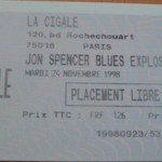 La Cigale, Paris, France (TICKET, FRANCE) 1998.11.24